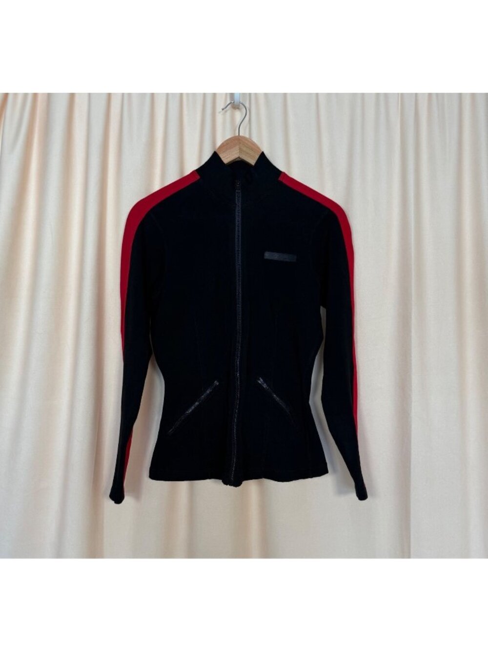 Ralph Lauren Black & Red Full-Zip Jacket  Stand Collar Polo Logo Athleisure